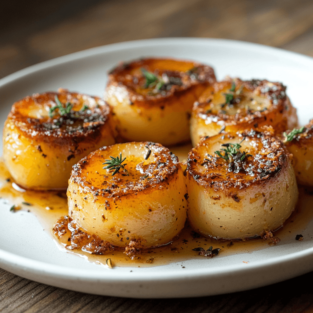 Perfect Gordon Ramsay fondant potatoes with golden caramelized exterior on elegant white plate