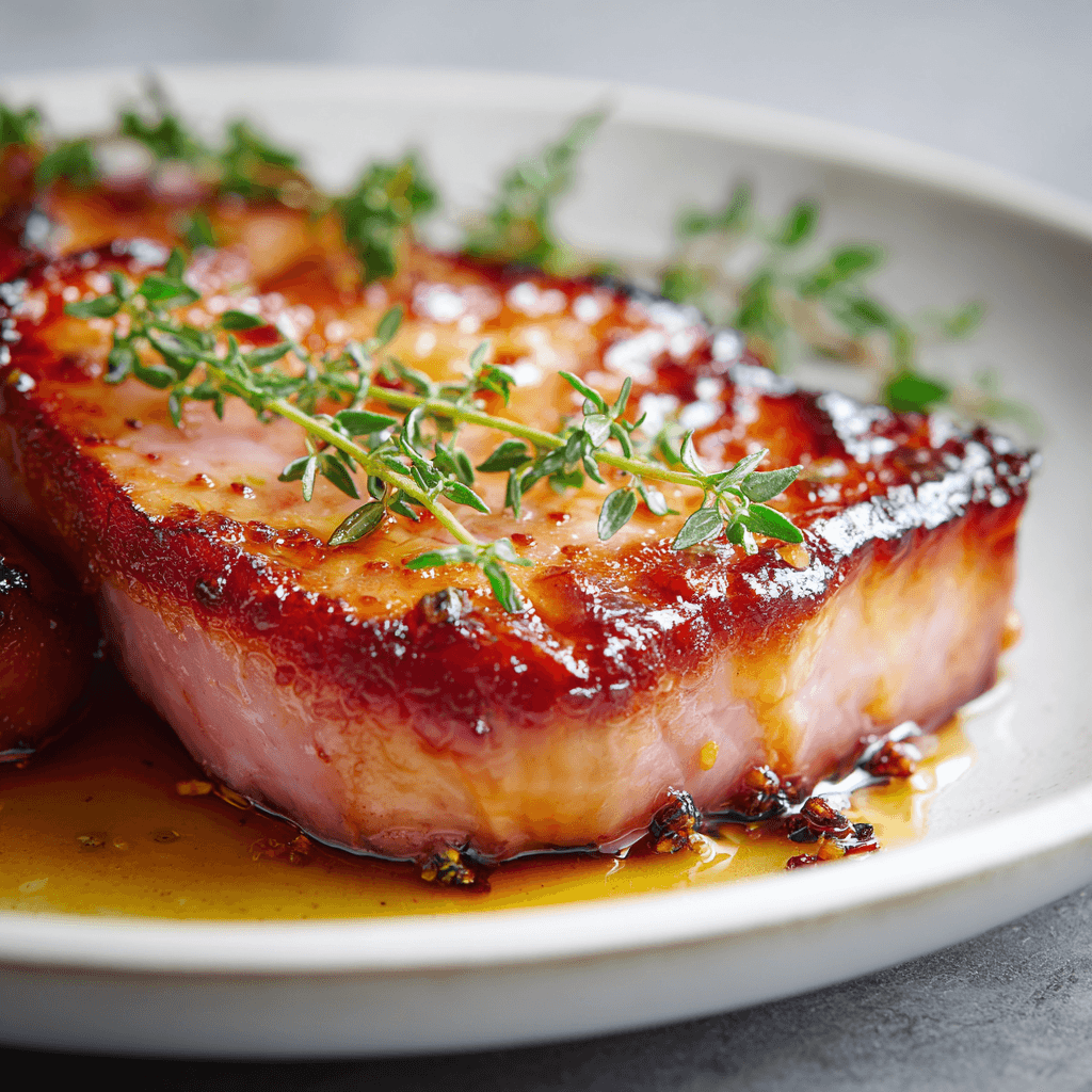 Gordon Ramsay Gammon Steak with golden caramelized edges and honey glaze