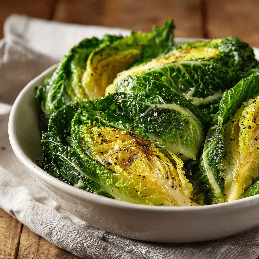 Gordon Ramsay buttered savoy cabbage in elegant serving dish with golden butter sauce