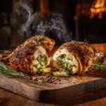 Gordon Ramsay stuffed chicken legs with golden crispy skin and melted cheese filling