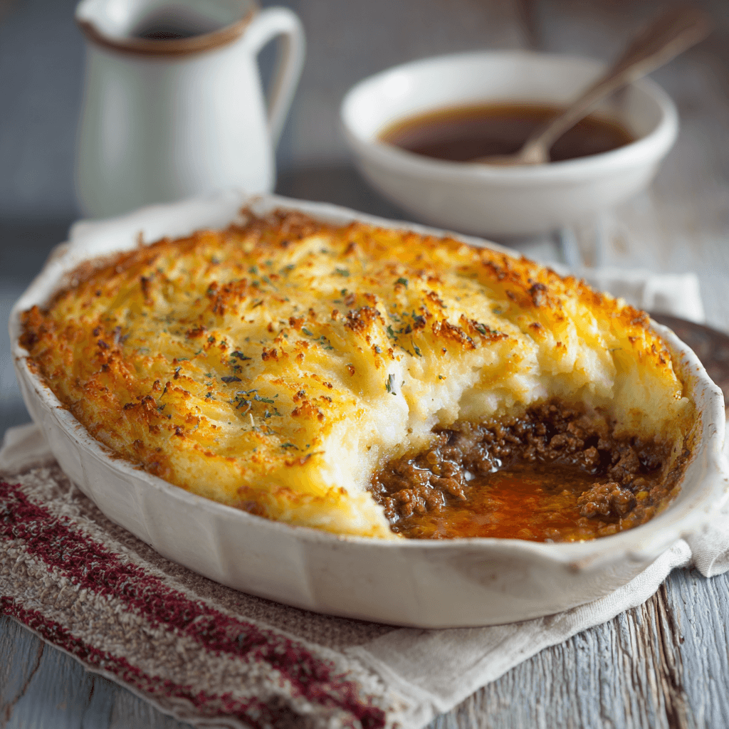 Gordon Ramsay cottage pie with golden mashed potato topping and rich beef filling