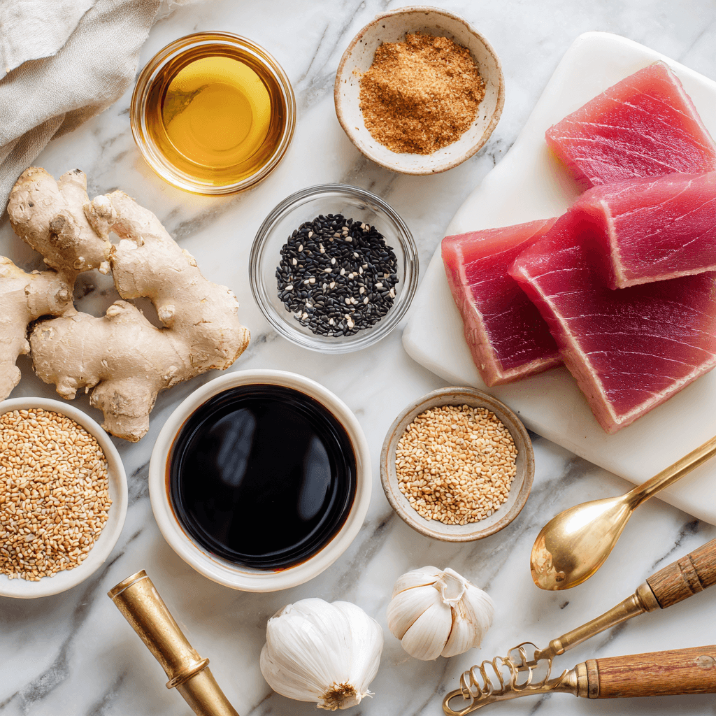 Fresh tuna steak and Asian-inspired seasonings for Gordon Ramsay recipe