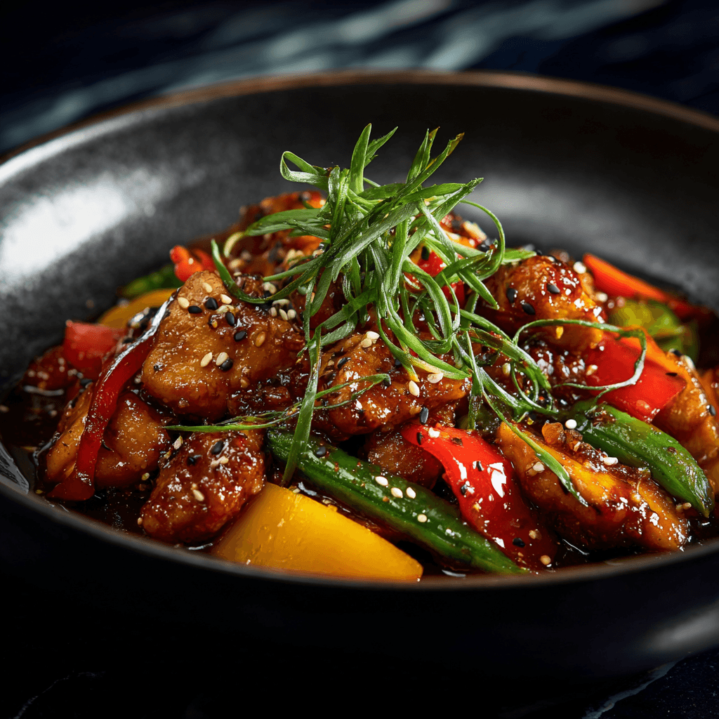 Gordon Ramsay chicken stir fry recipe with tender chicken and colorful vegetables in wok