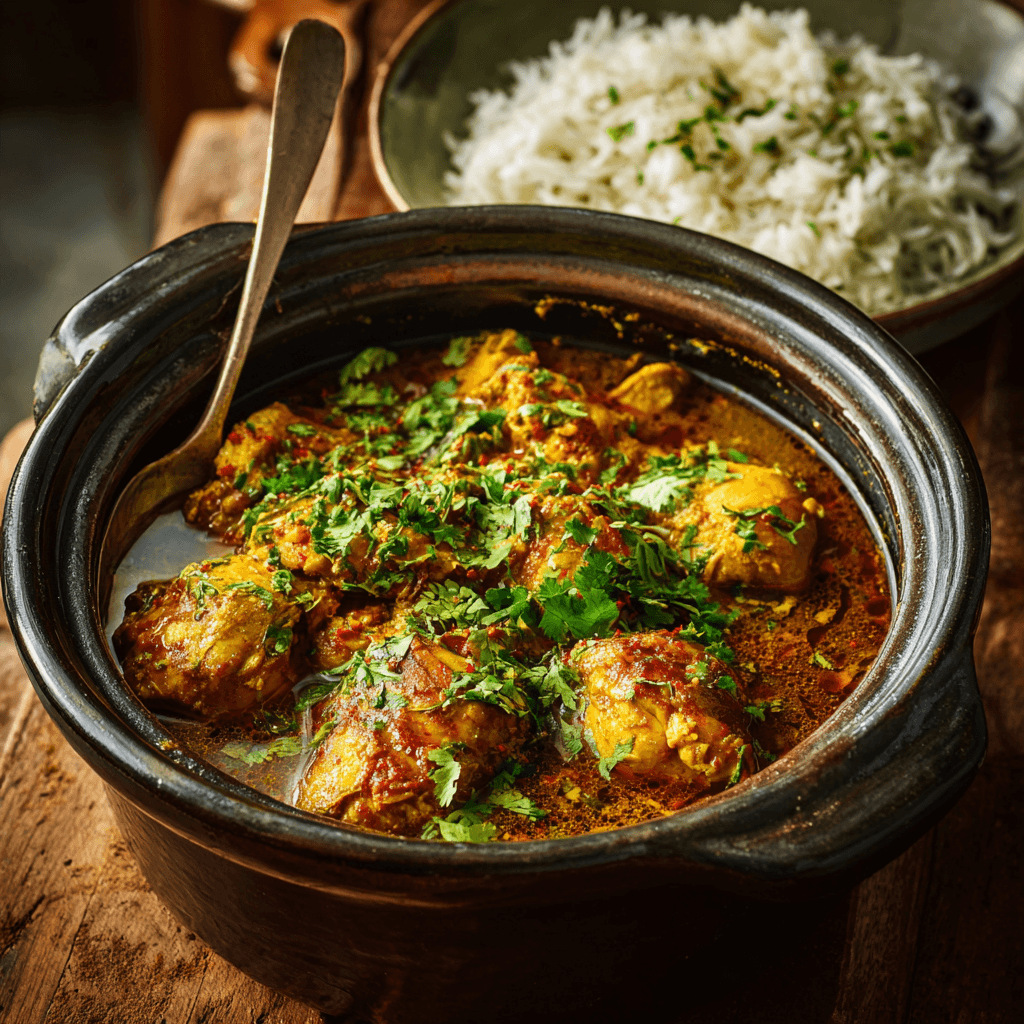 Gordon Ramsay style slow cooker chicken curry with tender pieces and rich golden sauce