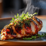 Close-up of finished Gordon Ramsay Grilled Chicken plated and ready to serve