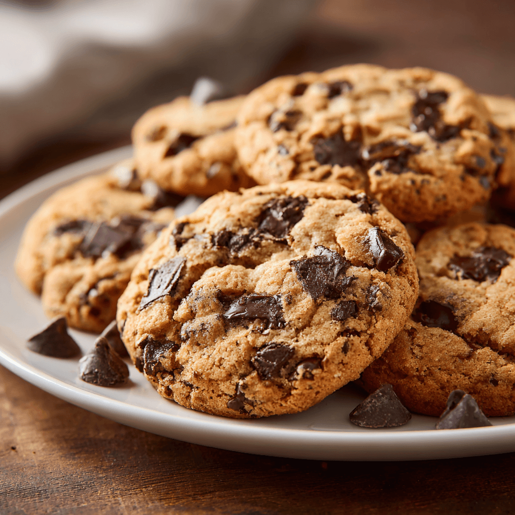 Close-up of finished Gordon Ramsay Chocolate Chip Cookies plated and ready to serve