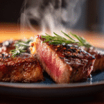 Close-up of finished Gordon Ramsay Air Fryer Steak plated and ready to serve