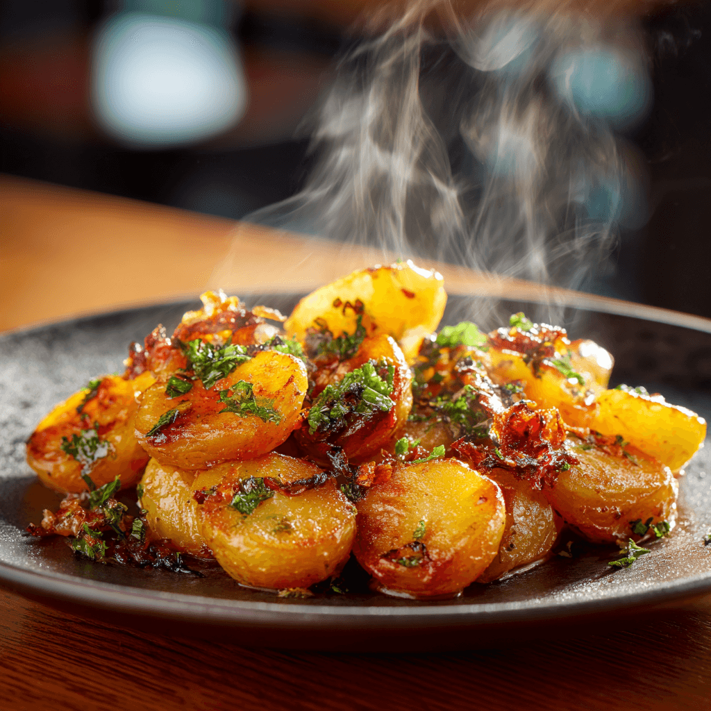 Close-up of finished Gordon Ramsay Saute Potatoes plated and ready to serve