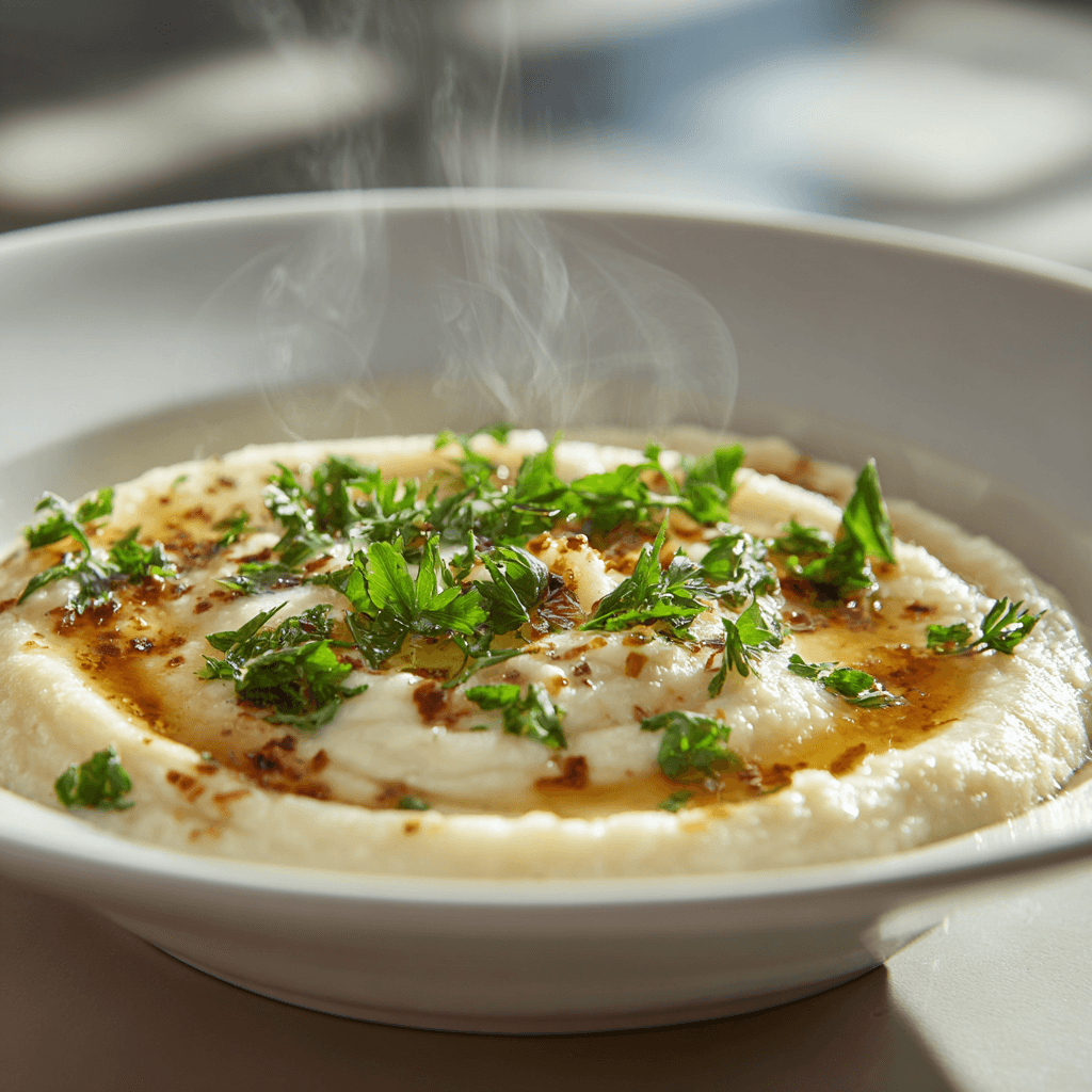 Close-up of finished Gordon Ramsay Parsnip Puree plated and ready to serve