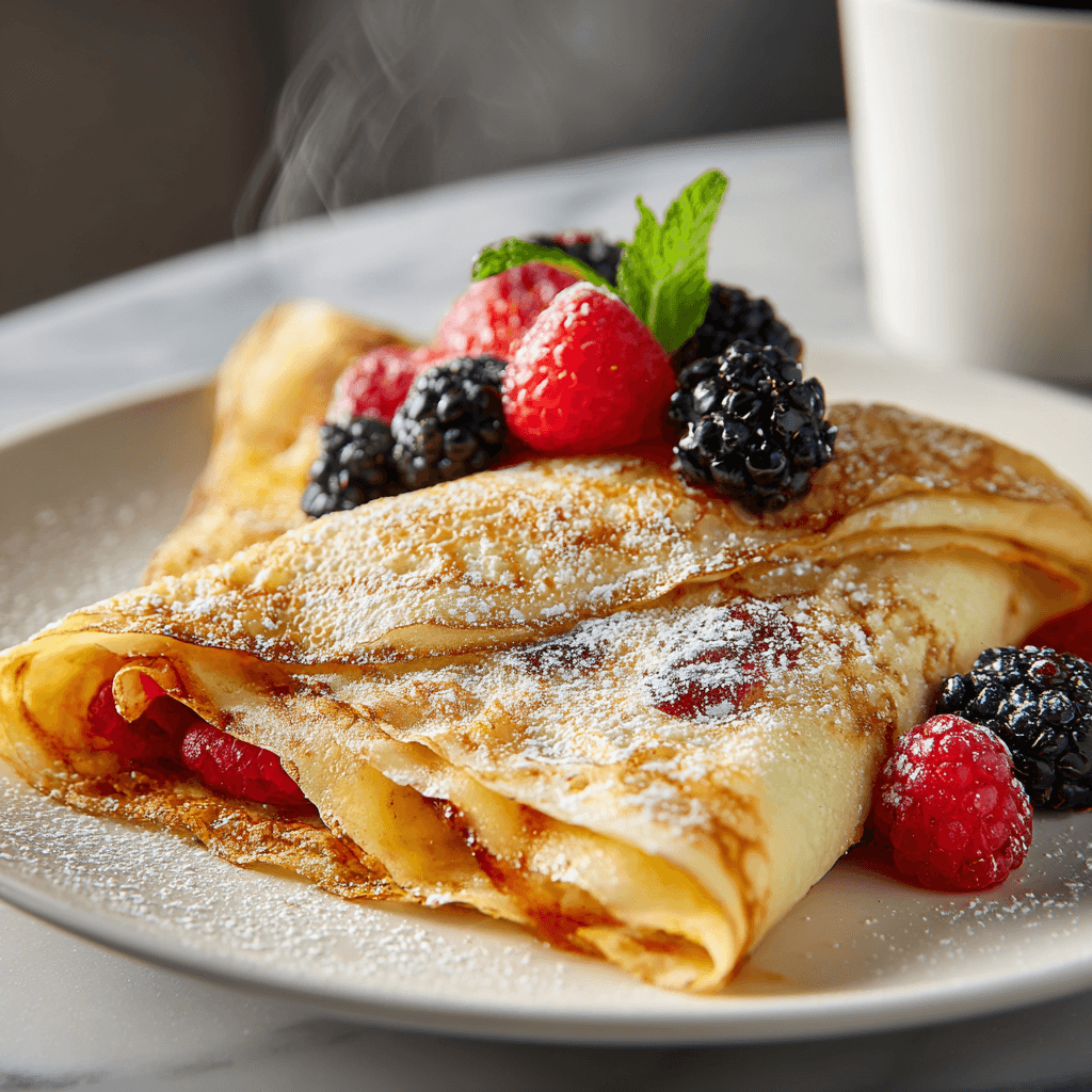 Close-up of finished Gordon Ramsay Crepes plated and ready to serve