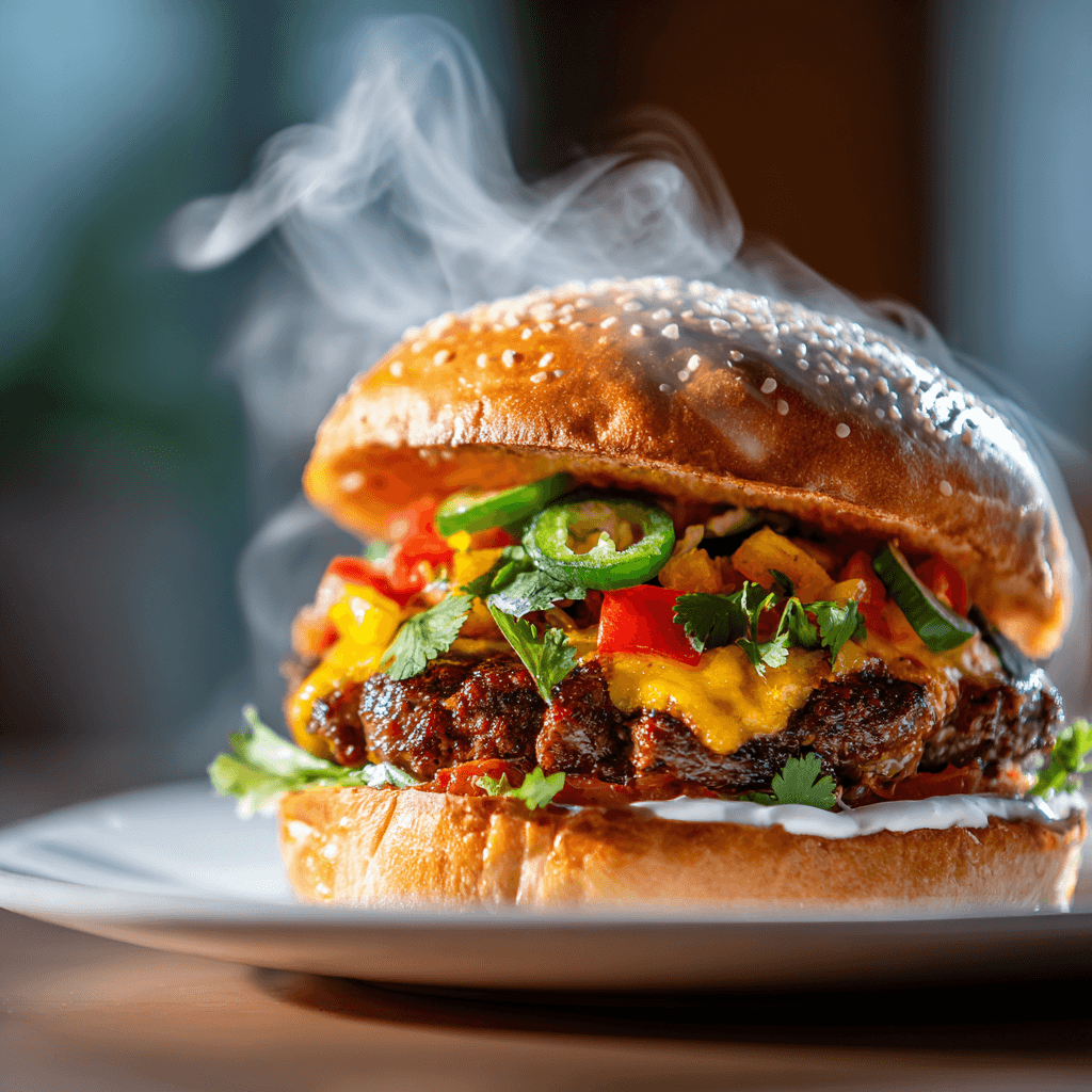 Close-up of finished Gordon Ramsay Taco Burger plated and ready to serve