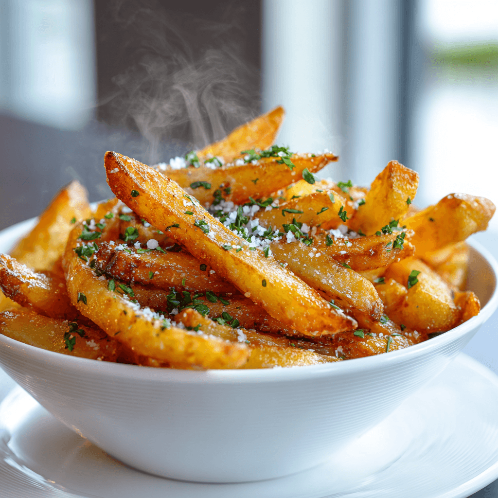 Close-up of finished Gordon Ramsay French Fries plated and ready to serve
