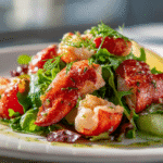 Close-up of finished Gordon Ramsay Lobster Salad plated and ready to serve
