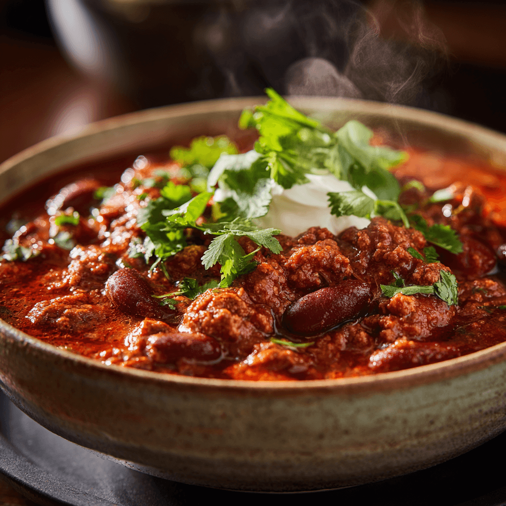 Close-up of finished Gordon Ramsay Chili Con Carne plated and ready to serve