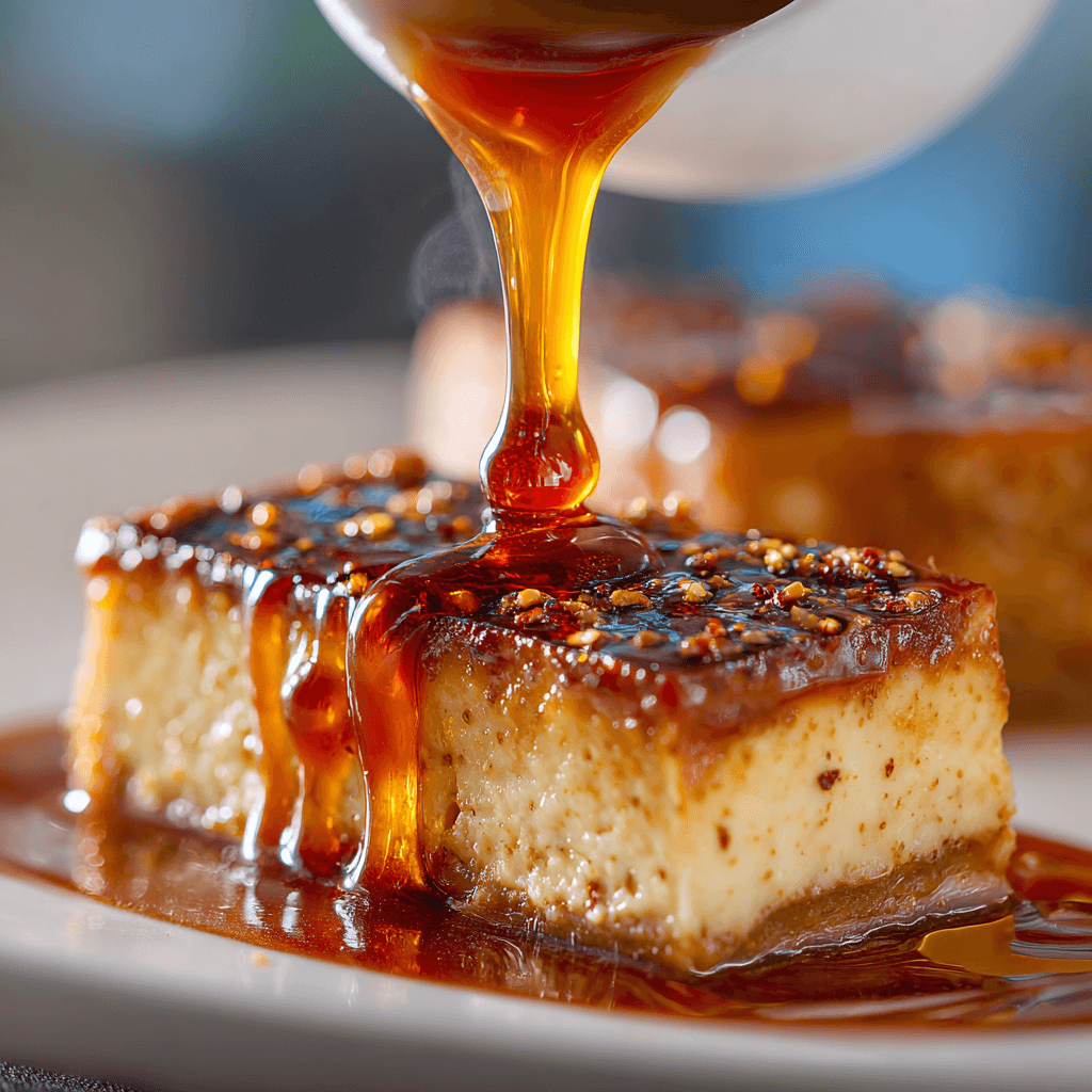 Close-up of finished Gordon Ramsay caramel sauce plated and ready to serve