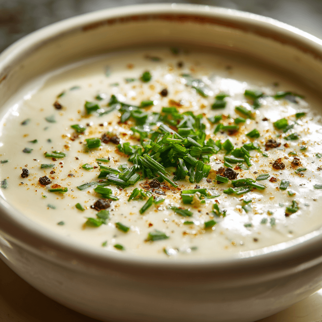 Close-up of finished Gordon Ramsay Horseradish Sauce in white bowl ready to serve