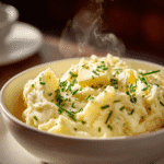 Close-up of finished Gordon Ramsay Mashed Potatoes plated and ready to serve