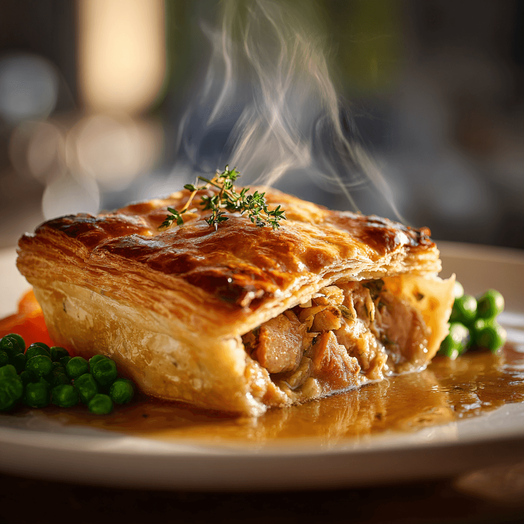 Close-up of finished Gordon Ramsay Turkey Pie plated and ready to serve