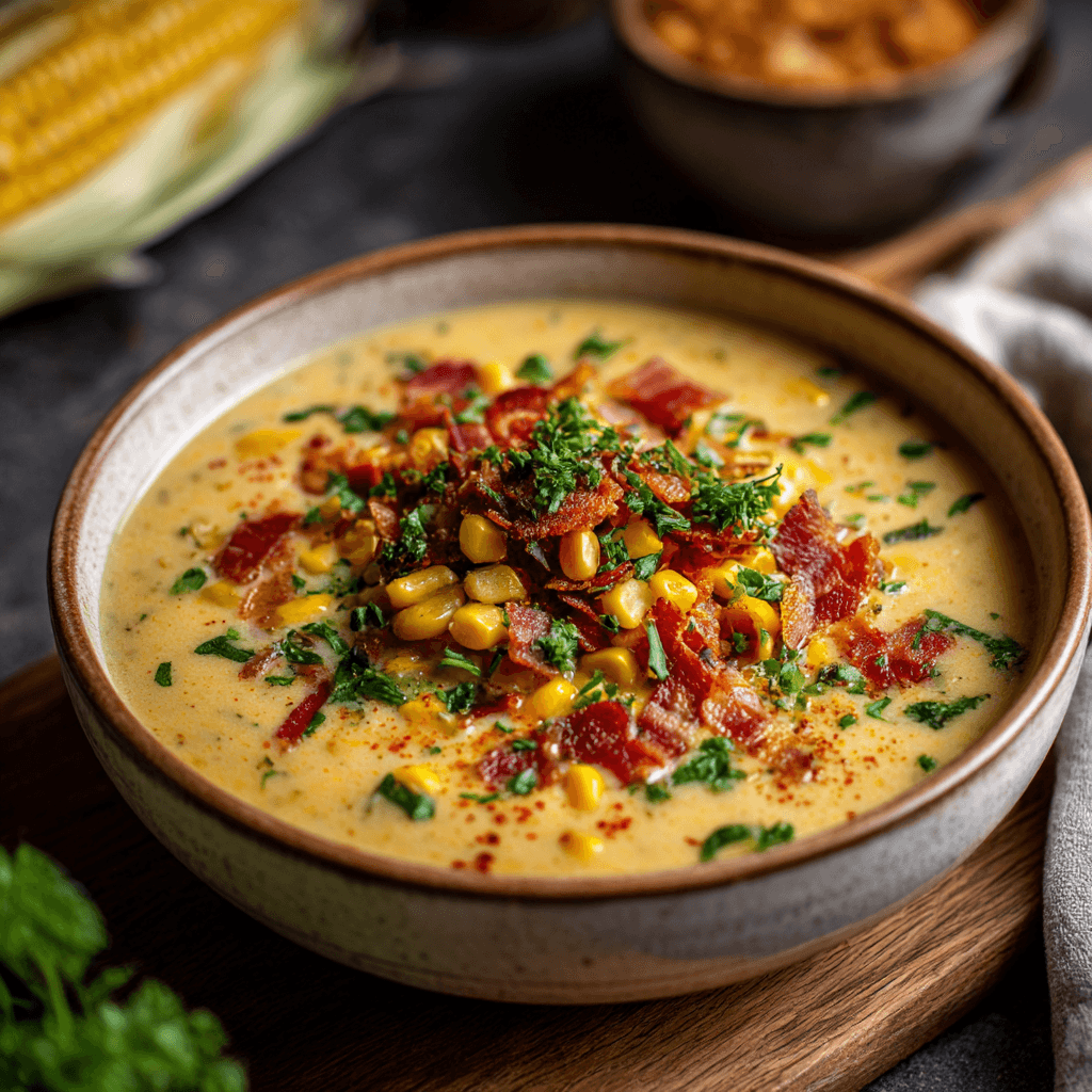 Gordon Ramsay Corn Chowder being prepared in a professional kitchen with fresh corn kernels