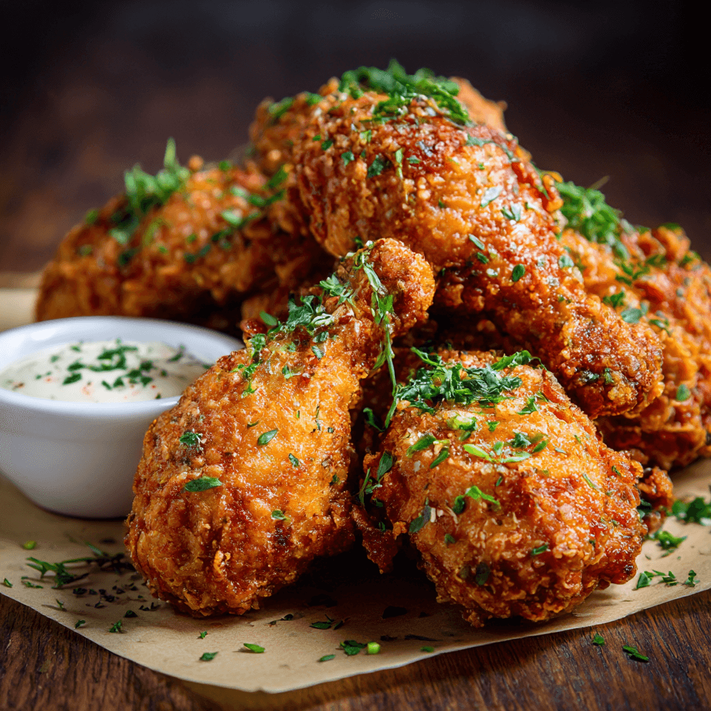 Gordon Ramsay Fried chicken being prepared in a professional kitchen with golden crispy coating