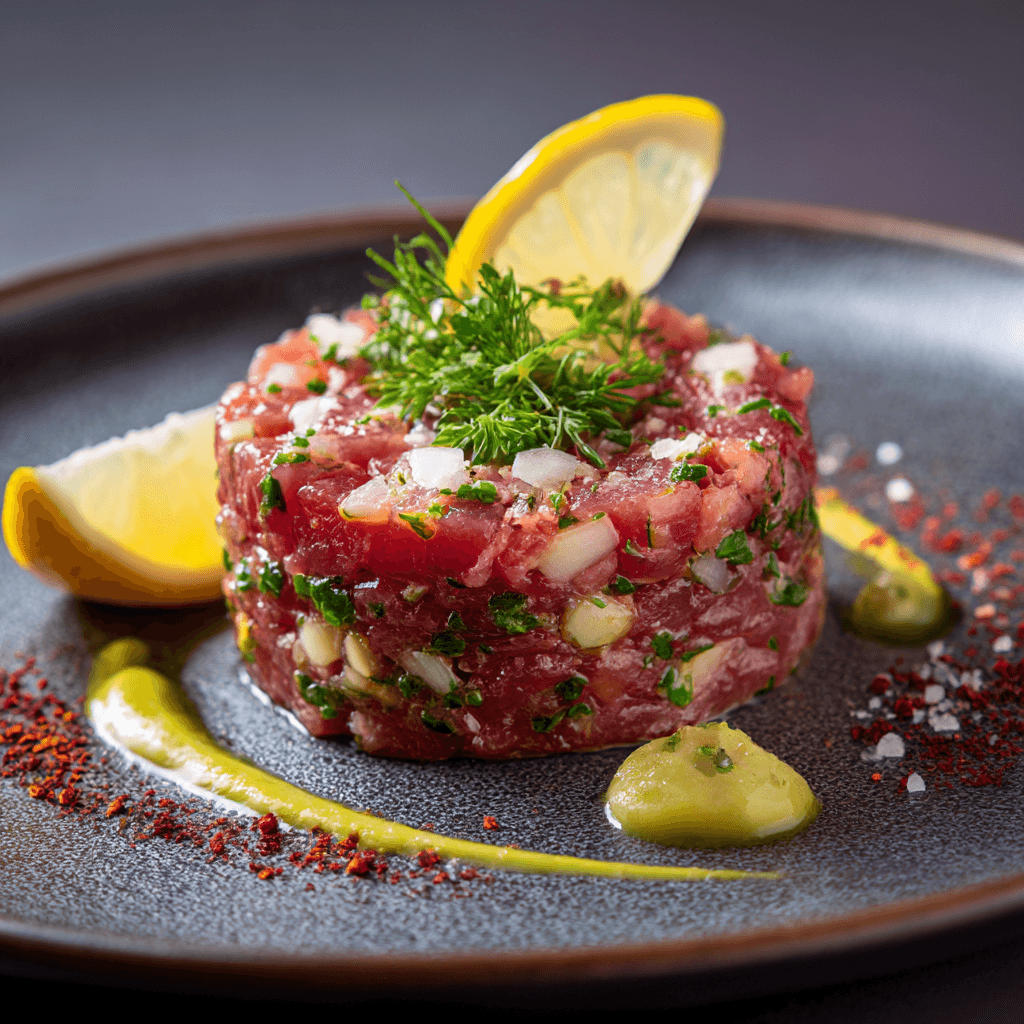 Gordon Ramsay Tuna Tartare being prepared with precise knife cuts in a professional kitchen