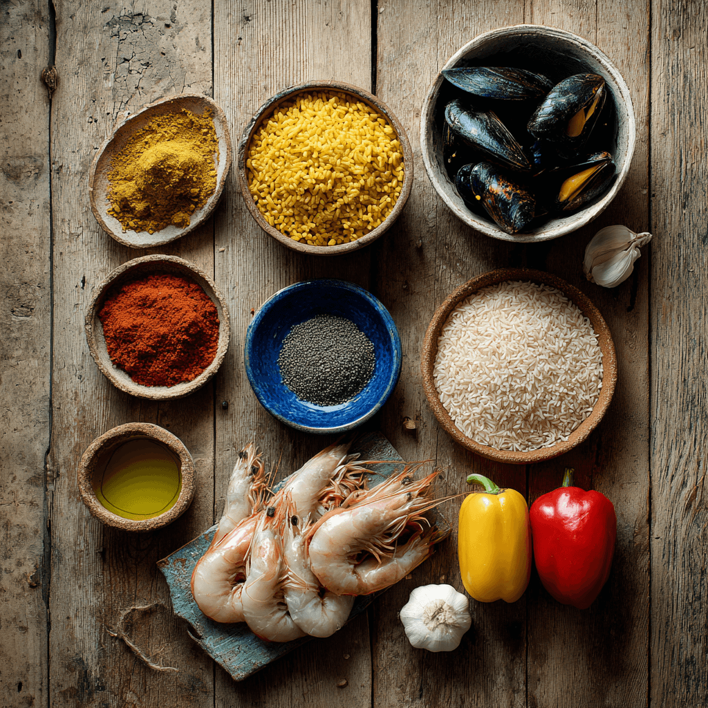 Fresh ingredients for making Gordon Ramsay Paella
