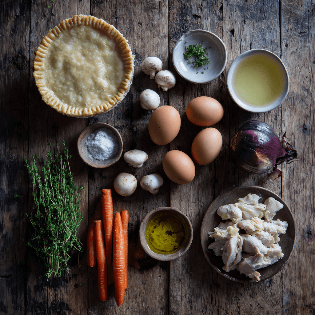 Fresh ingredients for making Gordon Ramsay Chicken Pot Pie