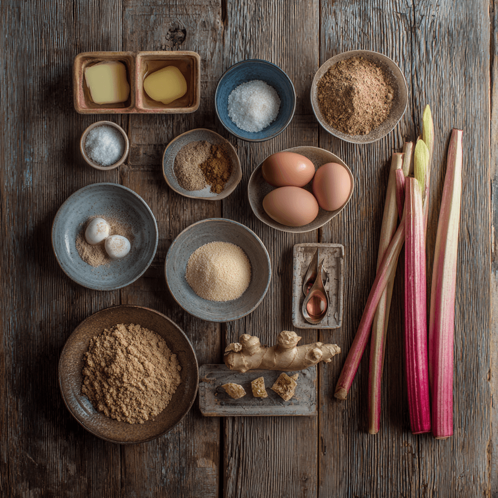 Fresh ingredients for making Gordon Ramsay Rhubarb Tart