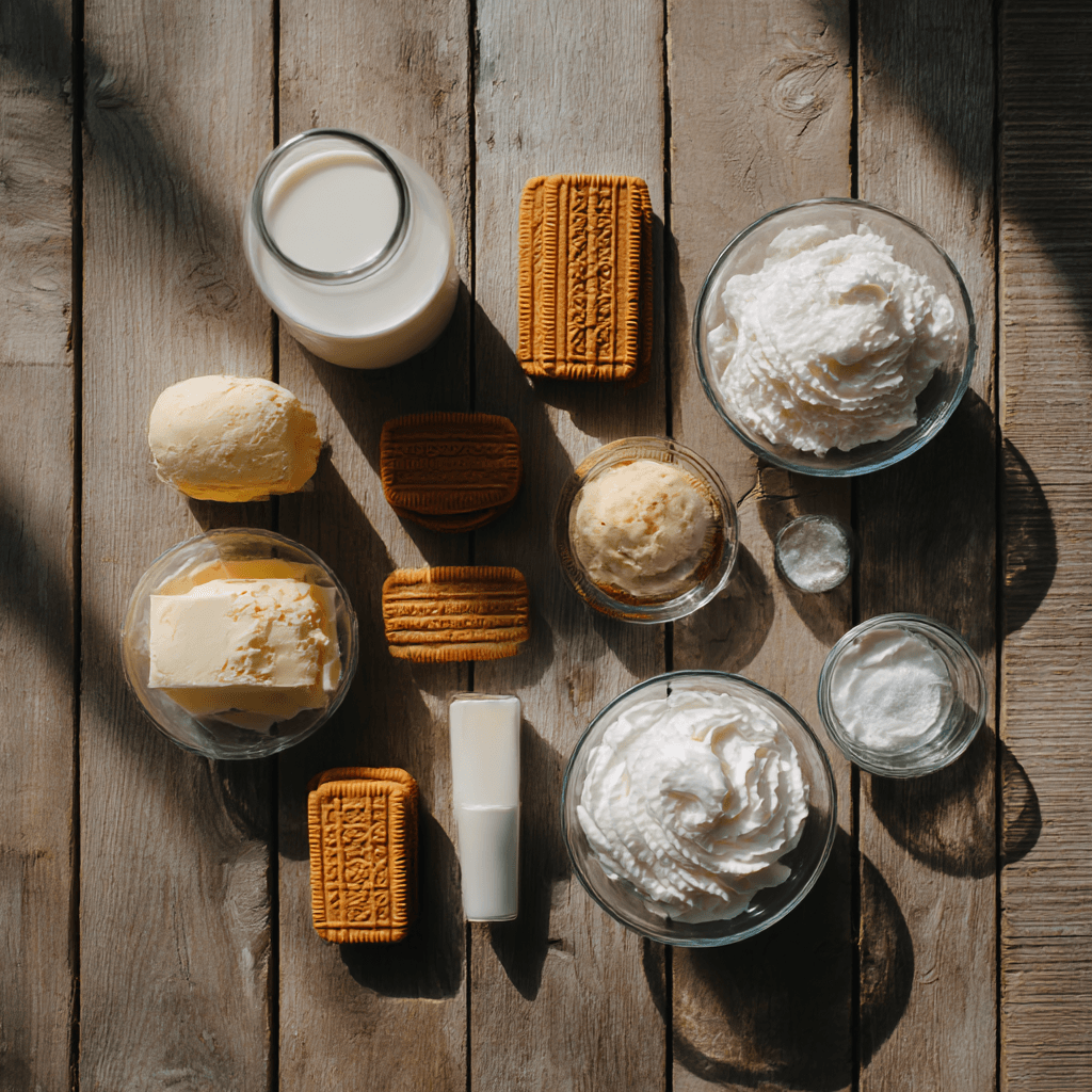 Fresh ingredients for making Gordon Ramsay Biscoff Shake