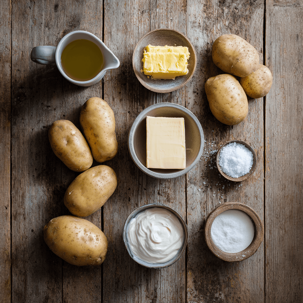 Fresh ingredients for making Gordon Ramsay Pomme Puree