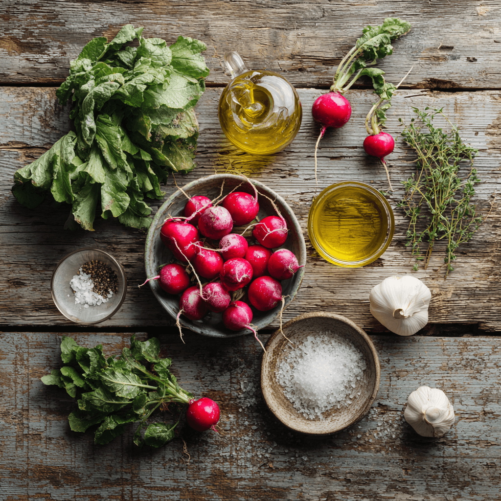 Fresh ingredients for making Gordon Ramsay Radish Salad