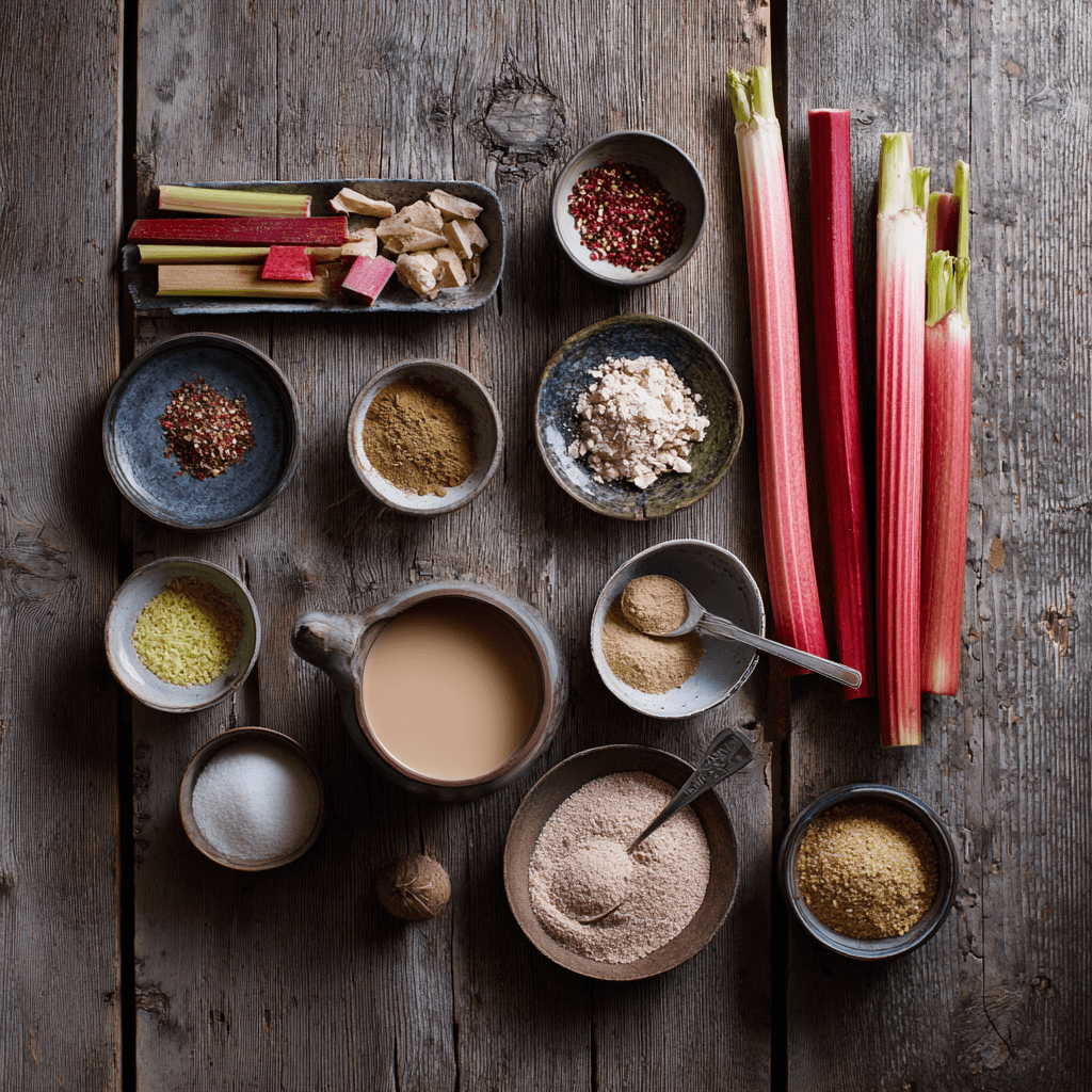 Fresh ingredients for making Gordon Ramsay Rhubarb Tart
