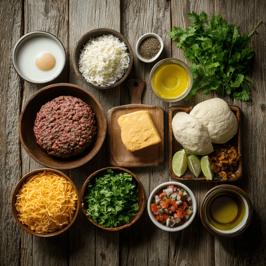 Fresh ingredients for making Gordon Ramsay Taco Burger