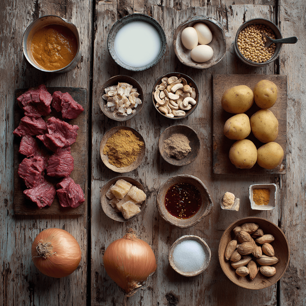 Fresh ingredients for making Gordon Ramsay Massaman Curry