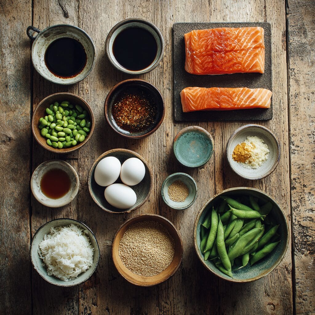 Fresh ingredients for making Gordon Ramsay Teriyaki Salmon