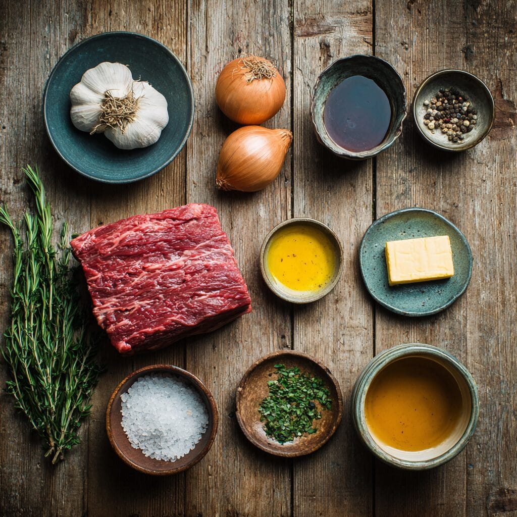 Fresh ingredients for making Gordon Ramsay Beef Brisket