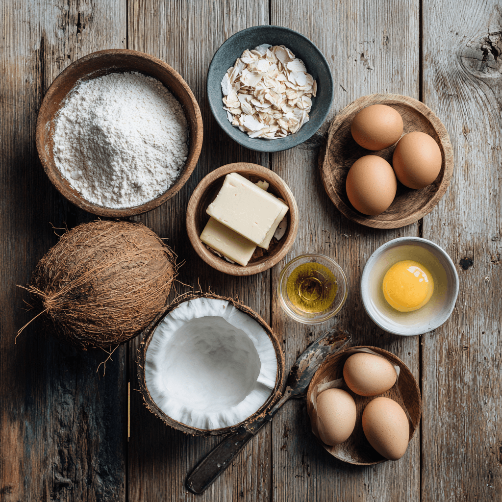 Fresh ingredients for making Gordon Ramsay Coconut Pancakes