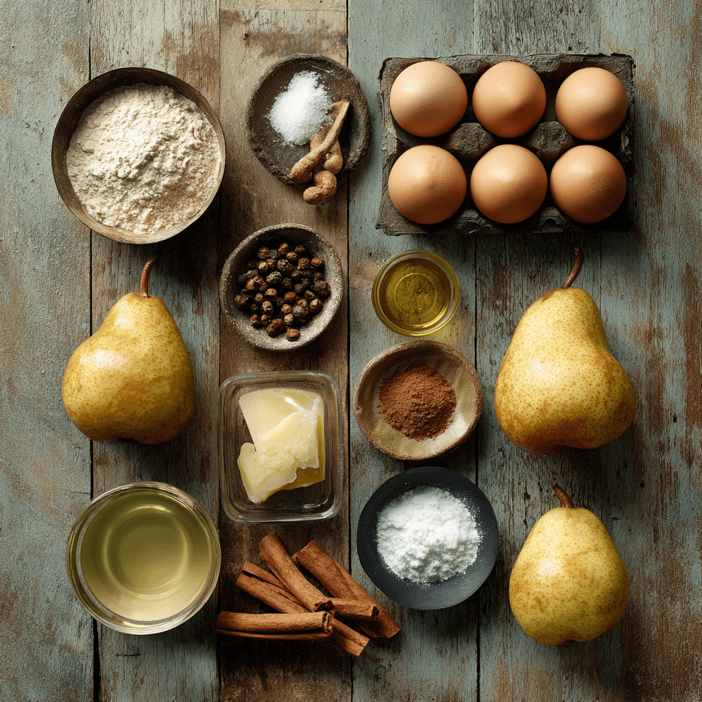Fresh ingredients for making Gordon Ramsay Pear Tarte Tatin